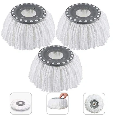 Image de LYTIVAGEN 3Pcs Têtes Microfibre Balai, Mop Heads, Tête de Vadrouille Rechange Rond Rotation à 360 pour Balais Serpillère Rotatif 360(Diamètre 16 cm)