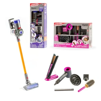 Image de ODS Dyson Kit Jouet avec aspirateur V8 + sèche Cheveux Supersonic Fer à corrale, Accessoires Inclus, âge recommandé +3 Ans