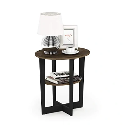 Image de Furinno Table d&#039;Appoint en Bois 1 Pièce Columbia Noyer / Noir