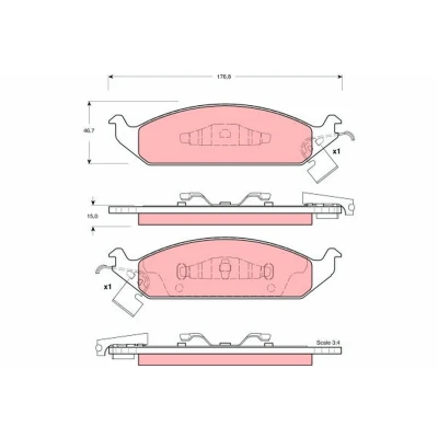 Image de TRW GDB4016 Jeu de plaquettes frein contact signal d&#039;usure inclus CHRYSLER: Stratus Cabriolet, Berline