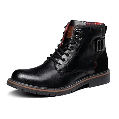 Image de Bruno Marc Bottes de Moto Classiques pour Hommes avec Fermeture à Lacets et Éclair Latérale Botte Confortable Travail,Size 47,Noir,SBBO2215M E