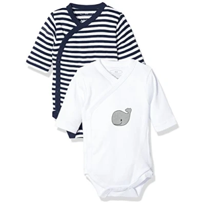 Image de Playshoes Wickel body Wal 2er Pack Ensemble de sous vêtement pour bébés et bambins Mixte enfant Bleu (Navy/White 171) 50