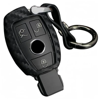 Image de M.JVisun Doux Silicone Caoutchouc Clef Coque Porte clés pour Mercedes Benz A Classe B C E S G M V CLA CLS GLA GLC GLE GLK GL GLS SL SLK SLC Viano Metris clé Noir Rond