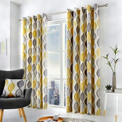 Image de Fusion Lennox Deux Panneaux de Rideaux, 100, Doublure : 52% Polyester, 48% Coton, Gris, W228cm (90) x D183cm (72)