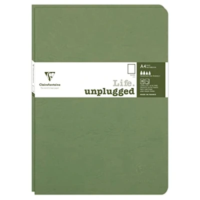 Image de Clairefontaine 733083C Collection Age Bag Lot de 2 Cahiers Agrafés Duo Vert A4 21x29,7 cm 96 Pages Unies Blanches Papier 90 g Couverture Carte Lustrée Grain Cuir