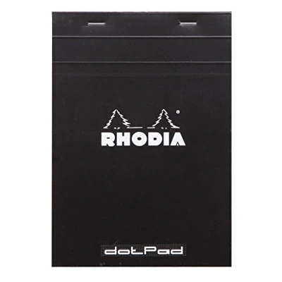 Image de RHODIA 16559C Bloc Notes Agrafé dotPad N16 Black A5 14,8 x 21 cm Pointillés Dot 80 Feuillets Détachables Papier Clairefontaine Blanc g/m² Couverture en Carte Enduite