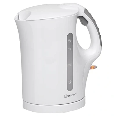 Image de Clatronic® Bouilloire Kettle 1,7 L avec arrêt automatique &amp; manuel Filtre anticalcaire amovible max. 2200Watt WK 3819 blanc