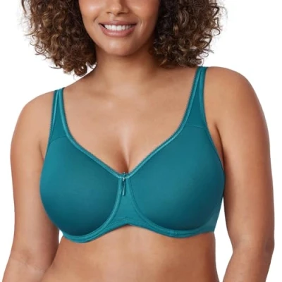 Image de DELIMIRA Soutien Gorge Invisible Grande Taille avec Armature Emboîtant sans Couture Confortable Boréalis Vert 110D