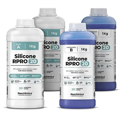 Image de Reschimica Caoutchouc de Silicone Liquide pour Moulage 1:1 R Pro 20, 100% sûr, Non Toxique, Facile à Utiliser, avec catalyseur au Platine (4 kg)