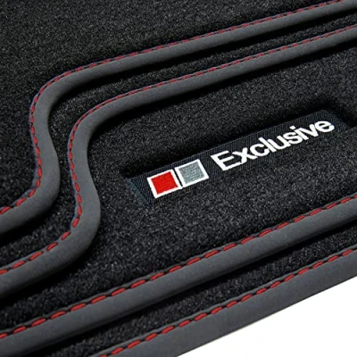 Image de tuning art BE711 Exclusive Line Tapis de Sol Compatible avec Dacia Jogger 5 Places 2022 , Couture:Rouge