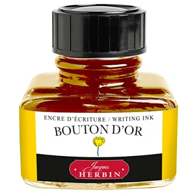 Image de Jacques Herbin 13053T Un flacon d&#039;encre 30 ml pour stylo plumes et stylos roller, Jaune bouton d&#039;or