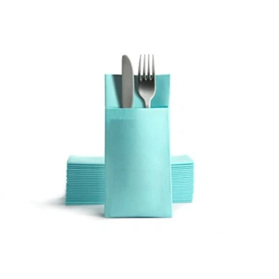 Image de Alvotex Chic Airlaid Lot de 50 Serviettes jetables Aspect Tissu Bleu Menthe 39 x 40 cm