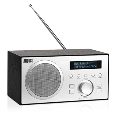 Image de Radio FM Dab+ Bluetooth Bois Secteur August MB420 numérique Terrestre Dab Plus MP3 Lecteur clé USB, Digital et Analogique HiFi Filaire Réveil Prise écouteur 3.5mm Ecran Noir