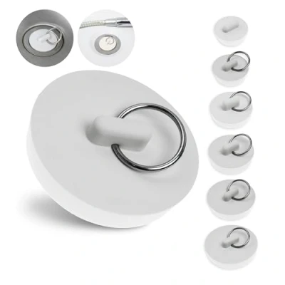 Image de Lot de 6 bouchons universels en caoutchouc pour têtes valve 1 1/8&quot; à 7/8&quot;, blanc, lavabo, baignoire, maison