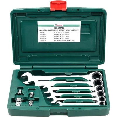 Image de HANS 16651MB Kit de clés à fourche et polygonale cliquet 6 avec fonction crantage 8, 10, 11, 12, 13, 14, 15, 16, 17, 19