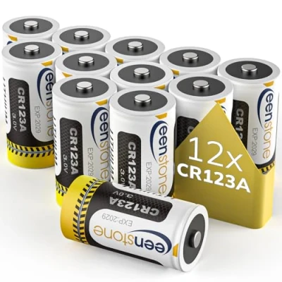 Image de CR123A 3V Lithium, Keenstone 1600mAh Piles CR17345 Lithium Jetables Lot de 12 pour Alarme, Lampe Torche, Capteurs, Appareil Photo【Pas Arlo】 12pcs