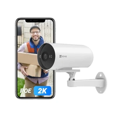 Image de EZVIZ H5 POE 2K Caméra Surveillance WiFi Extérieure avec Détection de Personne/véhiculeVision, Nocturne en Couleur, Alarme Sirène et Flash, Audio Bidirectionnel, H.265, Compatible Alexa, IP67