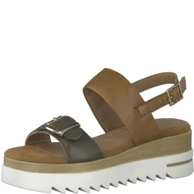 Image de MARCO TOZZI Femme Damen 2 28717 20 Sandale cale, Khaki Comb, 39 EU
