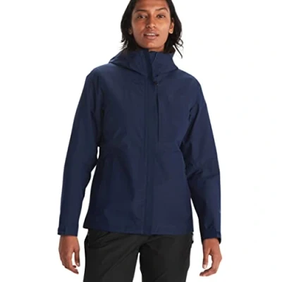 Image de Marmot Wm&#039;s Minimalist GORE TEX Jacket, Veste de pluie imperméable, manteau résistant au vent, coupe vent hardshell légère et respirant, idéal pour la randonnée, Arctic Navy, XS Femme