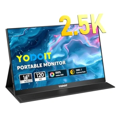 Image de Yodoit Écran Portable 16&quot; 2,5K, QHD 120Hz Moniteur 2560 x 1600 IPS Display HDMI USB Type C HDR Ecran avec Haut parleurs Intégrés pour PC/Ordinateur Portable/MacBook/PS3/4/5/Xbox/TV