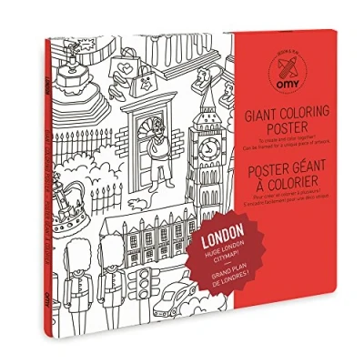 Image de OMY Poster Géant à Colorier Londres 100 cm x 70 Encadrable Immense carte de France Originale et Amusante Papier Extra Blanc Qualité Supérieure 120 g/m² Conçu Fabriqué en
