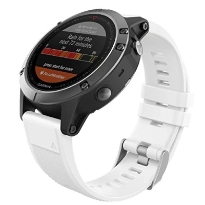 Image de MoKo Bracelet Compatible avec Garmin Fenix 7/7 Pro/6/6 Pro/5/5 Plus/Forerunner 965/955/945/935/Instinct/Instinct 2, Quick Fit 22mm de Remplacement en Silicone Souple, Blanc