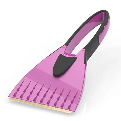 Image de AUPROTEC Grattoir à Glace 2K avec racloir en Laiton et poignée Douce antidérapante Gratte Givre raclette Pare Brise Outil d&#039;hiver Couleur Rose