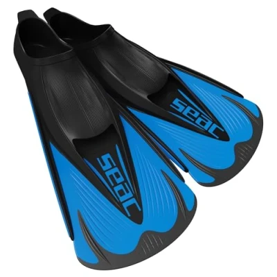 Image de SEAC Mixte Palmes Courtes de Natation pour entraînement dans la Piscine et en mer, Bleu, 34/35