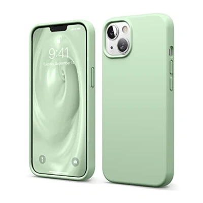 Image de elago Coque Silicone Liquide Compatible avec iPhone 13 (6.1), Case en Premium, Étui Protection Complète Cover Antichoc à 3 Structure, Microfibre Douce Empêche Les Rayures (Pastel Vert)