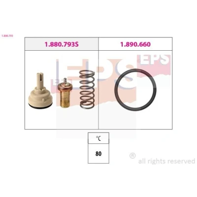 Image de EPS 1.880.793 Thermostat d&#039;eau 80 Made in Italy OE Equivalent avec joint d&#039;étanchéite, sans connecteurs VOLKSWAGEN: Passat B7 Variant, Touran I