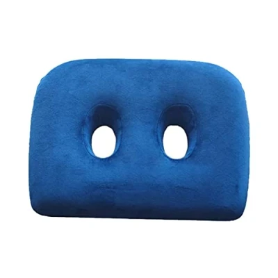 Image de Siège de tubérosité ischiatique, coussin soulagement des os assis en mousse à mémoire forme avec deux trous pour les fesses, le bas du dos, ischio jambiers, hanches ( Color : Blue )