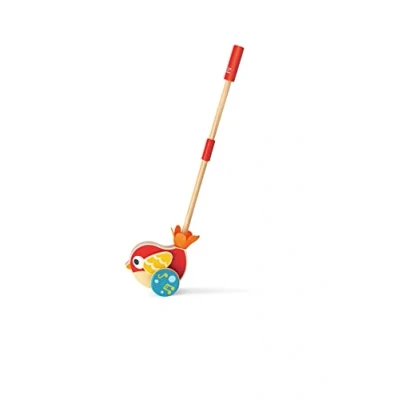 Image de Hape Lilly L&#039;Oiseau Jouet Musical en Bois Enfant 1 an et plus à Tirer Motricité, Imagination &amp; Dextérité de l&#039;Enfant 100% Sûr Taille du Manche Réglable