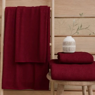 Image de PETTI Artigiani Italiani Serviettes de Bain 100% éponge Coton, Ensemble 2+2, 4 pièces 2 Visage et Mains, Bordeaux