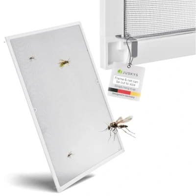 Image de Juskys moustiquaire avec cadre en aluminium protection contre les insectes et moustiques pour fenêtres suspendues résistante aux UV anthracite, 110x130cm