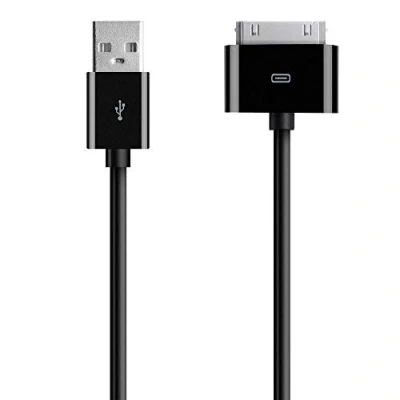 Image de Lot de 3 câbles Charge USB Extra Longs 30 Broches pour Apple iPhone 4 4S 3G 3GS iPad 1ère 2ème 3ème génération iPod 5ème Nano Classic Tactile Noir