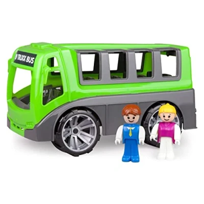 Image de Lena TRUXX, Véhicule Bus env. 27 cm, Set autocar Robuste et 2 Figurines de Jeu entièrement Mobiles, pour Enfants à partir Ans, Vert/Gris, 04454