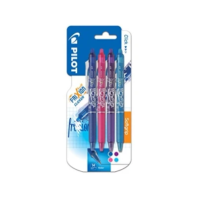 Image de Pilot Blister 4 FriXion Ball Clicker 0.7 Roller effaçable Bleu/Rose/Violet/Turquoise Pointe moyenne