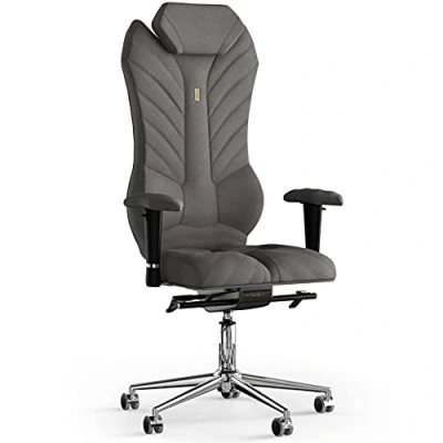 Image de KULIK SYSTEM Chaise de Bureau Ergonomique Confortable et Réglable avec Système Soutien Lombaire Fauteuil Design Breveté soulagement du Dos Monarch Azure Argenté