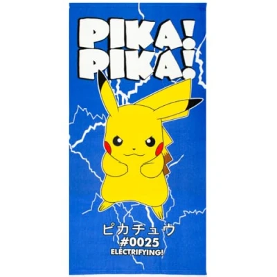 Image de ms móvil shop Serviette de plage Pokemon Pika Electrifying Couleur bleue 70 x 140 cm, 100 % polyester