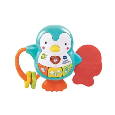 Image de VTech Hochet P&#039;tit Pingouin, Bébé Interactif et Musical, Jouet d&#039;Éveil, Anneau de Dentition, Cadeau Dès 6 Mois Contenu en Français