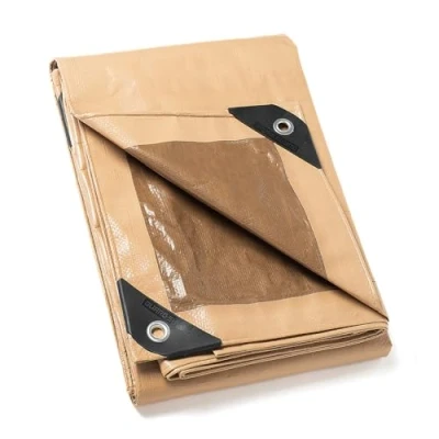 Image de GUARD SHIELD Bâche avec œillets Imperméable 4 m x Beige/kaki Multifonction En polyester 120 g/m² de protection multi usages Indéchirable et