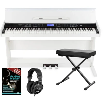Image de FunKey DP 88 II piano numérique blanc set avec banquette de synthé, casque, méthode d&#039;apprentissage