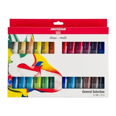Image de Amsterdam Standard Series Set de Peinture Acrylique pour Débutants Mélange (24 x 20 ml) Sélection Couleurs Base