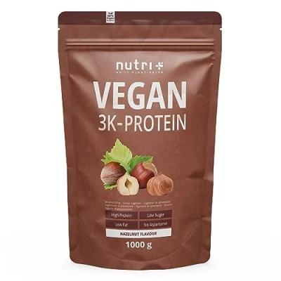 Image de Nutri+ Proteínes vegetaliens Noisette 1000g Mélange de Protéines 3k Protéine Pois, Soja et Tournesol en Poudre sans Lactose Végétalienne à faible Teneur Glucides