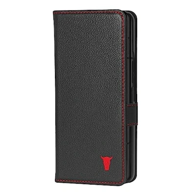 Image de TORRO Coque Compatible avec Samsung Galaxy Z Fold5 Étui Portefeuille en Cuir Véritable Fonction de Support et Porte Cartes (Noir)