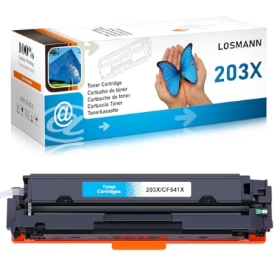 Image de LOSMANN 203X Toner Compatible pour HP CF541X 203A CF541A Color Laserjet Pro MFP M281fdw M280nw M281cdw M281fdn, M254dw M254dn M254nw (Cyan)