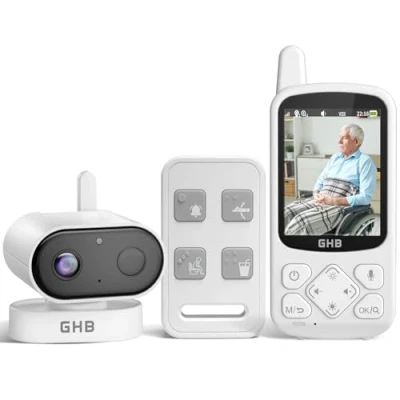 Image de GHB Babyphone Camera pour Seniors avec Télécommande 720P HD 2000mAh 2.8&quot; Écran IPS Zoom 4X Type C Port Rechargeable Vision Nocturne VOX Capteur de Température