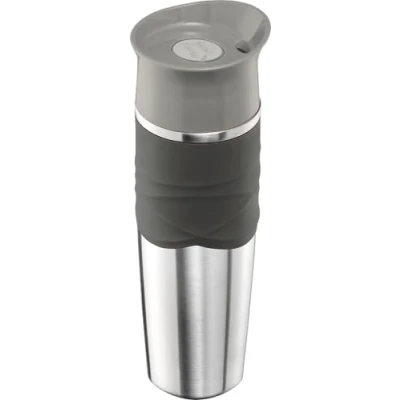 Image de Maped Picnik Mug Isotherme Etanche Café Thé en Acier Ouverture Pratique à Une Main Manchon Easy Grip Silicone 320mL Gris