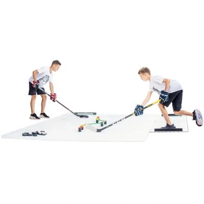 Image de Hockey Revolution Tiles 18 Durable Slick Dryland Interlocking Flooring, Light &amp; Adjustable, My Puzzle Synthetic Ice Super Glide Surface for Regular Pucks (21.5 sq ft / 2 m2)