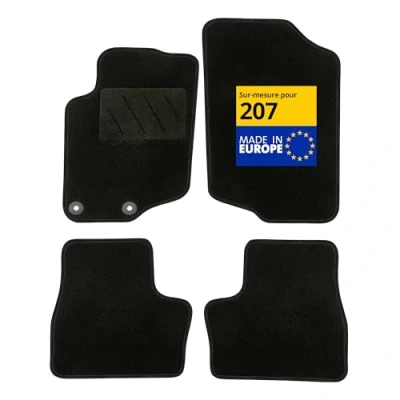 Image de DBS Tapis de Voiture sur Mesure pour 207/207SW (2006 2014) avec Clips Fixation Sol antidérapant Automobile 4 pièces, Noir